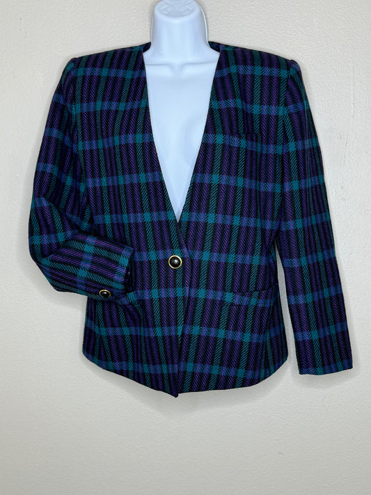 Karen Scott Petites 90’s Plaid Wool Blazer (6)