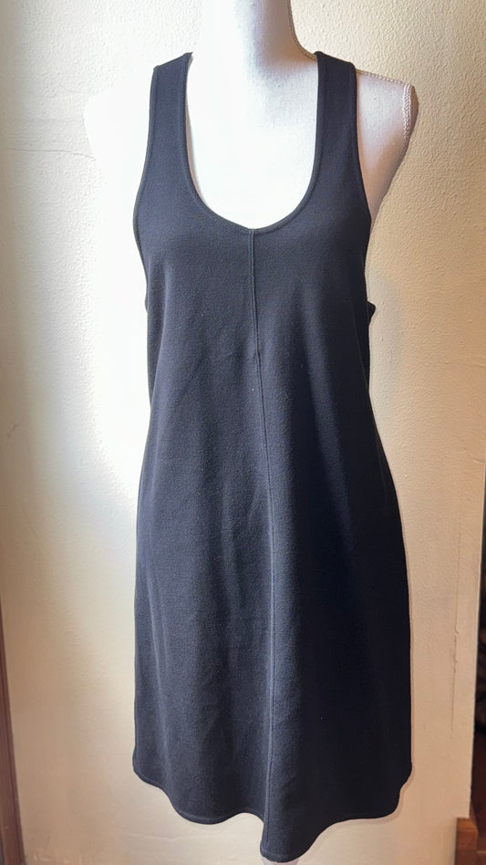 Vintage little black cotton racer back dress (M)