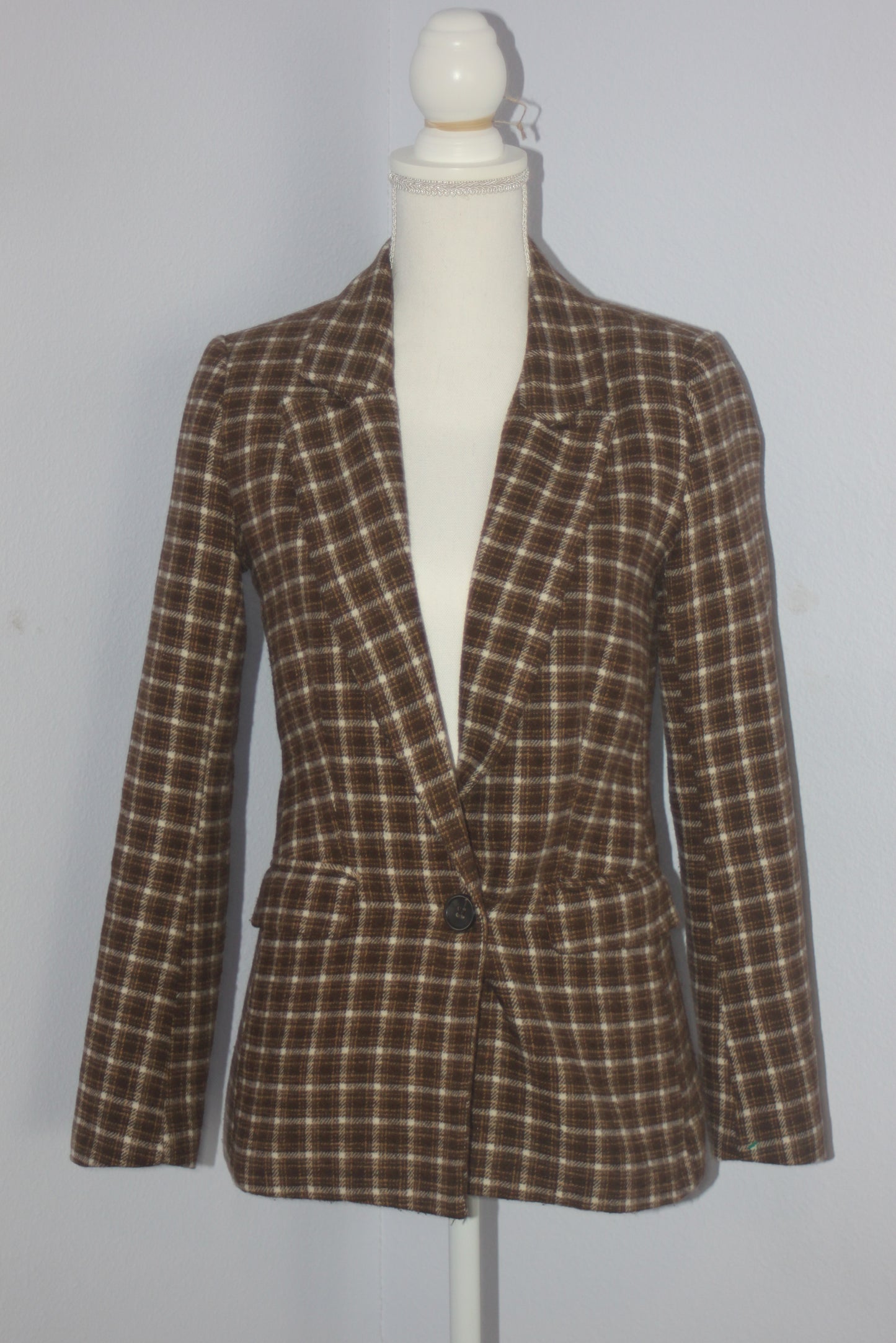 Allegra K One-Button Plaid Blazer (XS)