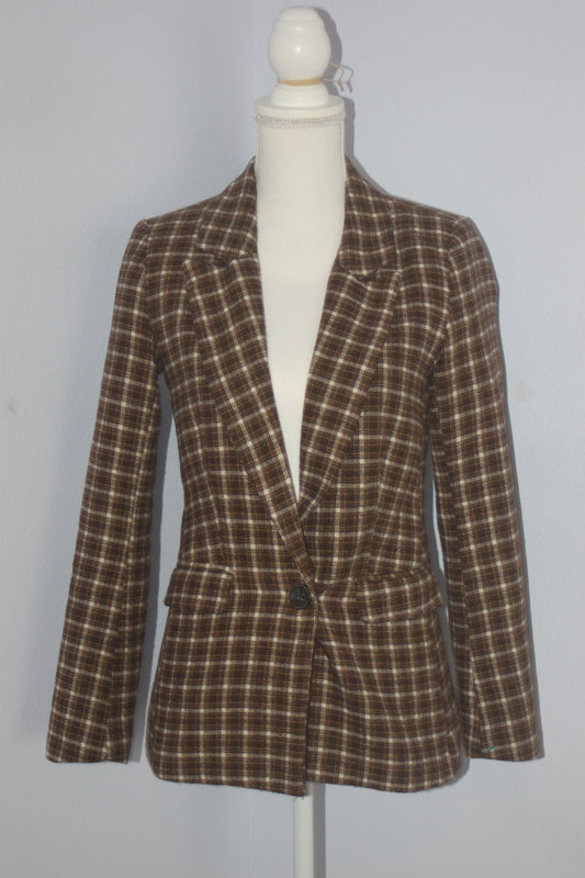 Allegra K One-Button Plaid Blazer (XS)